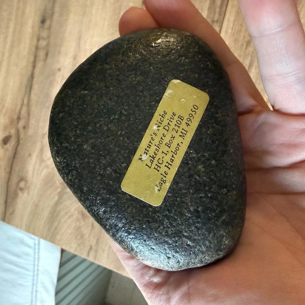 Nature's Niche Bald Eagle Figurine on Michigan River Stone Eagle Harbor Souvenir